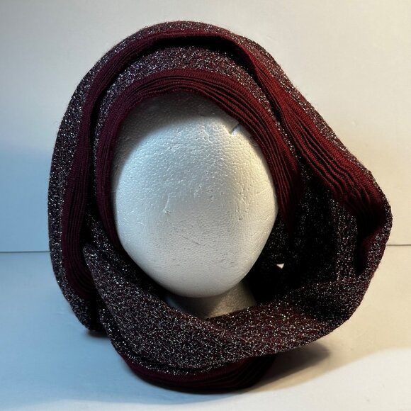 Loft Burgundy & Silver Metallic Wool Blend Infinity Scarf - Picture 4 of 10